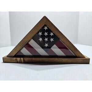 Handmade: Wooden: Mini USA Flag Display Case: 6.25 x 6.25 x 8.5: Rustic Finish